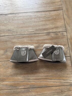 Equestrian Stockholm Gray Faux Leather Sheepskin Bell Boots (Pair)